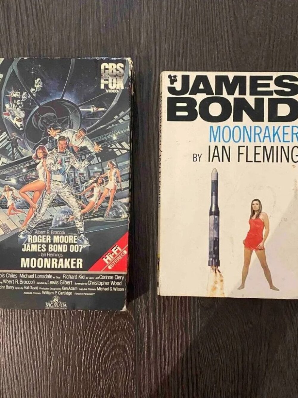 vintage Ian Fleming James Bond Moonraker VHS + paperback bundle